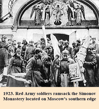 Bolsheviks ramsacking a church