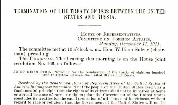 Termination of the treaty of 1832 between U.S.A. and Russia
