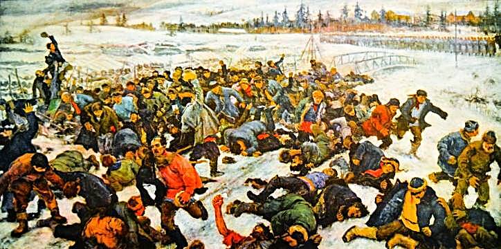 The 1912 Lena Massacre  painting by A. V. Moravov